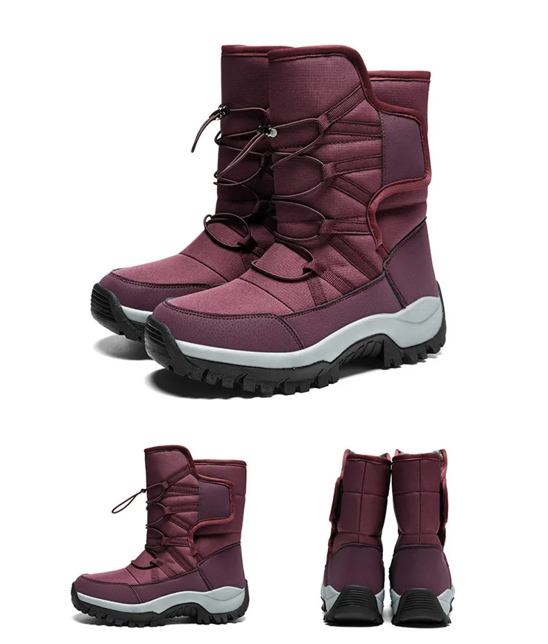 Brand Men's Winter Shoes Waterproof Men's Boots Warm Plush Couple Snow Boots Outdoor Non-slip Hiking Boots Men Work Ankle Boots