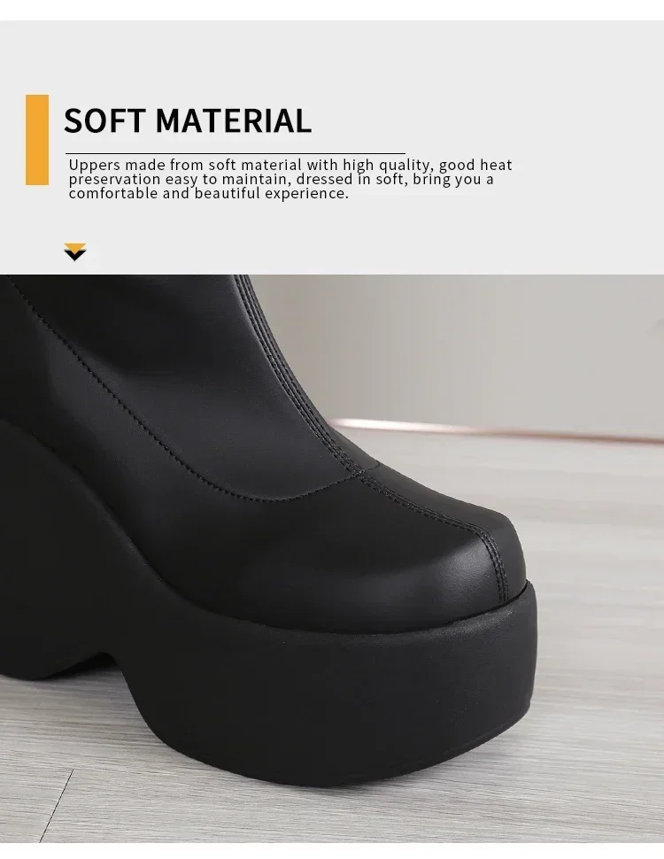 2026 Brand New Gothic Style Sexy Elegant Chunky Platform Women Ankle Boots Big Size 43 Walking Comfy Woman Shoes Platform Shoes