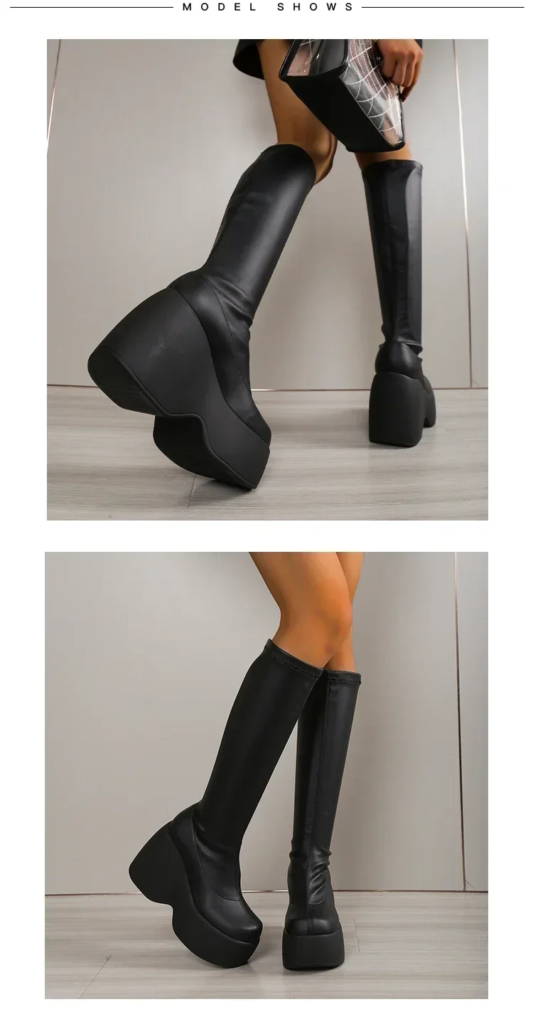 2026 Brand New Gothic Style Sexy Elegant Chunky Platform Women Ankle Boots Big Size 43 Walking Comfy Woman Shoes Platform Shoes