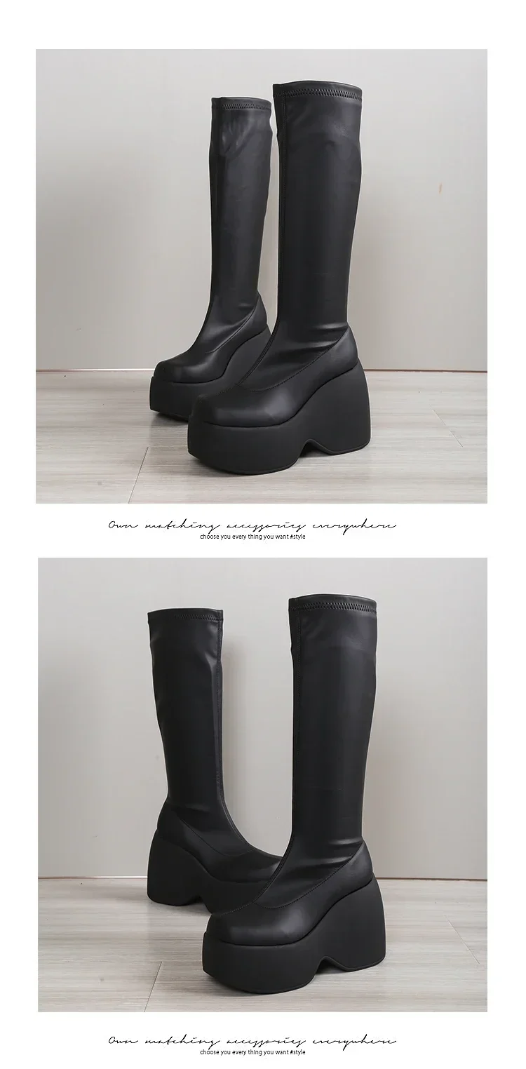 2026 Brand New Gothic Style Sexy Elegant Chunky Platform Women Ankle Boots Big Size 43 Walking Comfy Woman Shoes Platform Shoes