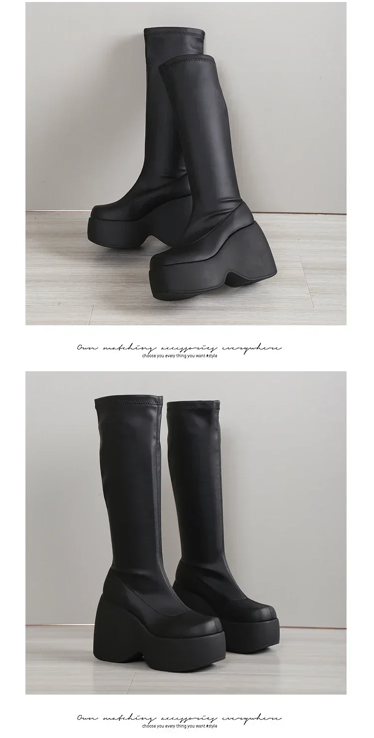 2026 Brand New Gothic Style Sexy Elegant Chunky Platform Women Ankle Boots Big Size 43 Walking Comfy Woman Shoes Platform Shoes