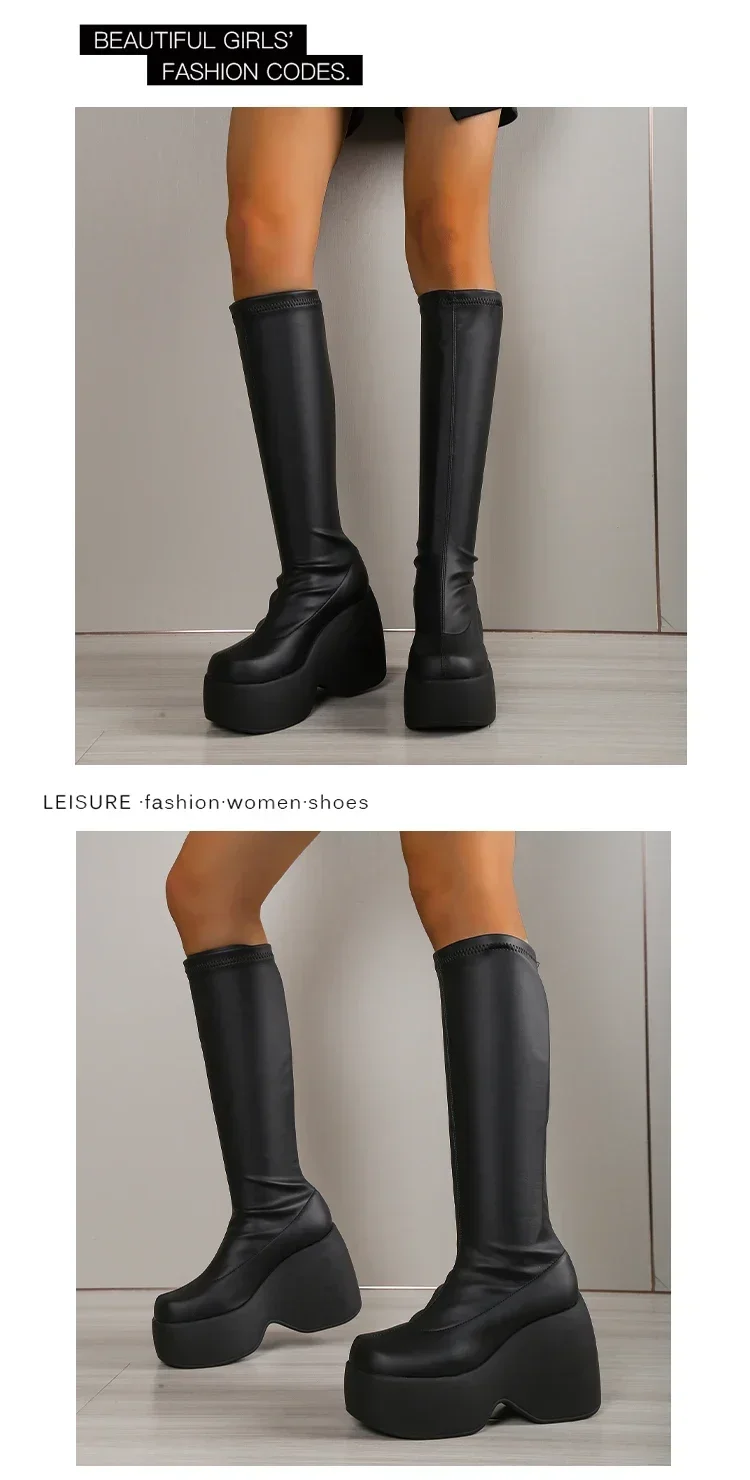 2026 Brand New Gothic Style Sexy Elegant Chunky Platform Women Ankle Boots Big Size 43 Walking Comfy Woman Shoes Platform Shoes