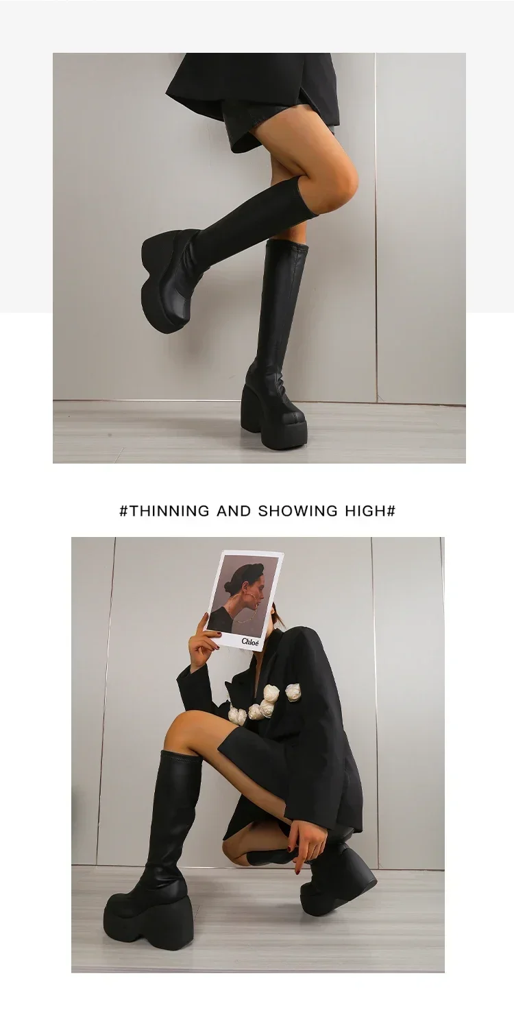 2026 Brand New Gothic Style Sexy Elegant Chunky Platform Women Ankle Boots Big Size 43 Walking Comfy Woman Shoes Platform Shoes