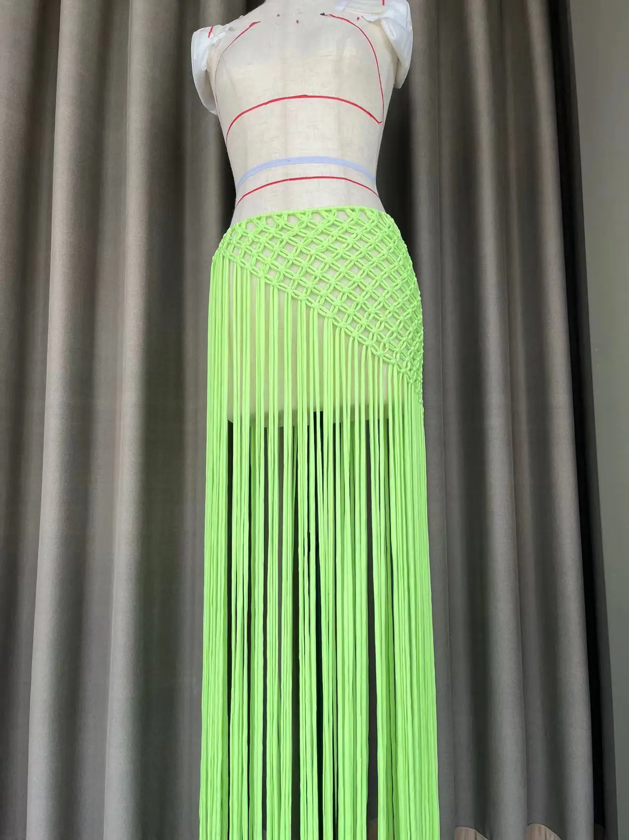 Beachapche Hand Crochet Tassel Skirts Women Fashion Sexy Side High Knitted Beach Cover Ups