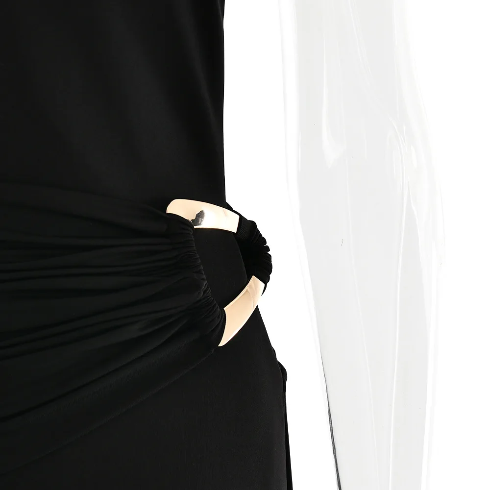 Brown One Shoulder Backless Long Dress Sexy Women's Draped Casual Maxi Dresses Summer Evening Party Wedding Guest Cocktail Black