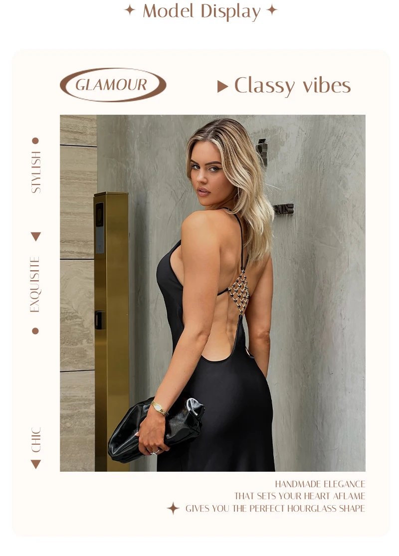 VC 2026 Sexy Backless Satin Maxi Dress For Women Spaghetti Strap Crystal Back Evening Dress Elegant Bodycon Party Slim Fit Dress