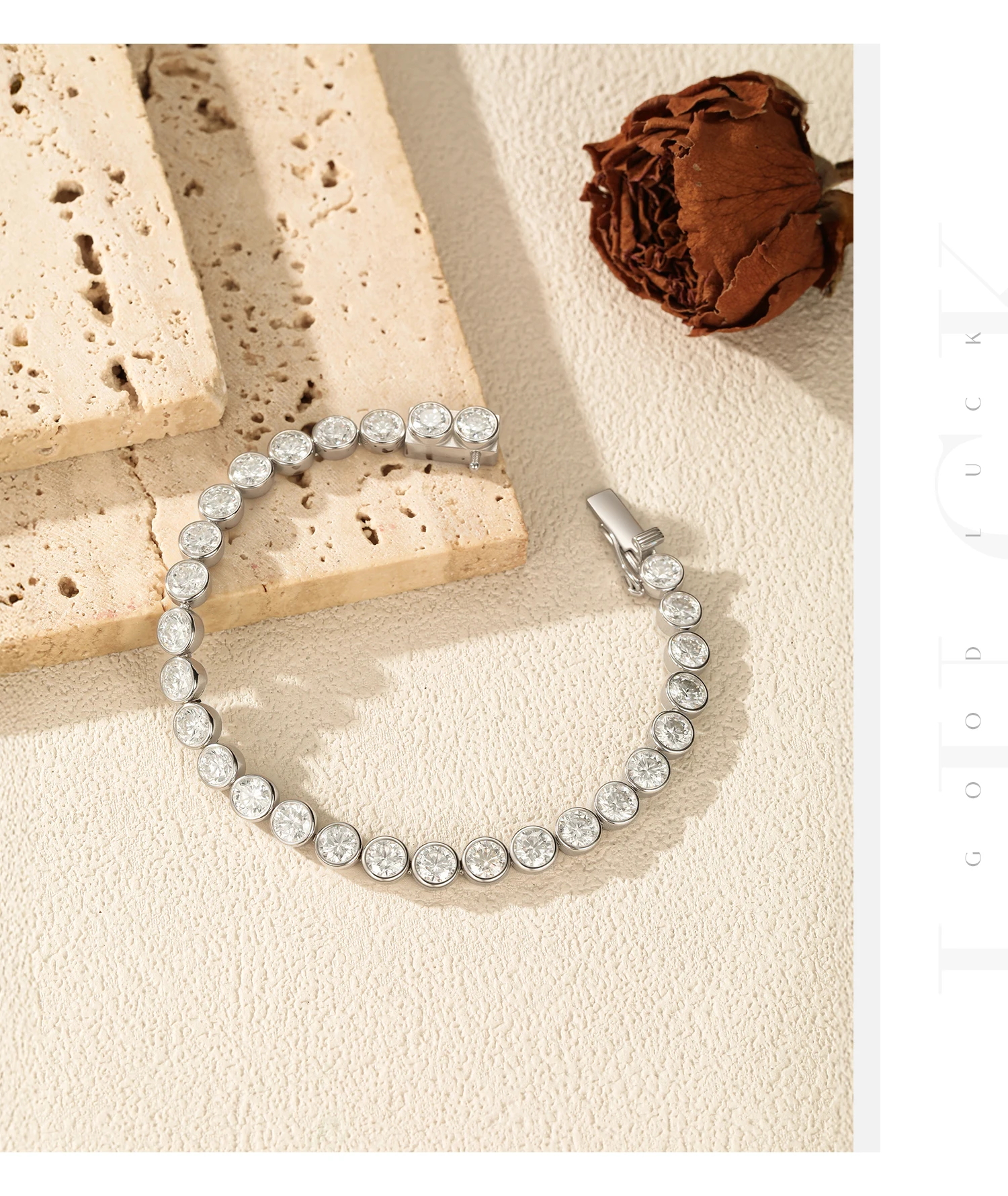MODIAN D VVS1 Round Moissanite Tennis Bracelet 3mm/4mm/5mm 925 Sterling Silver Tennis Stackable Bracelets for Women Men Jewelry