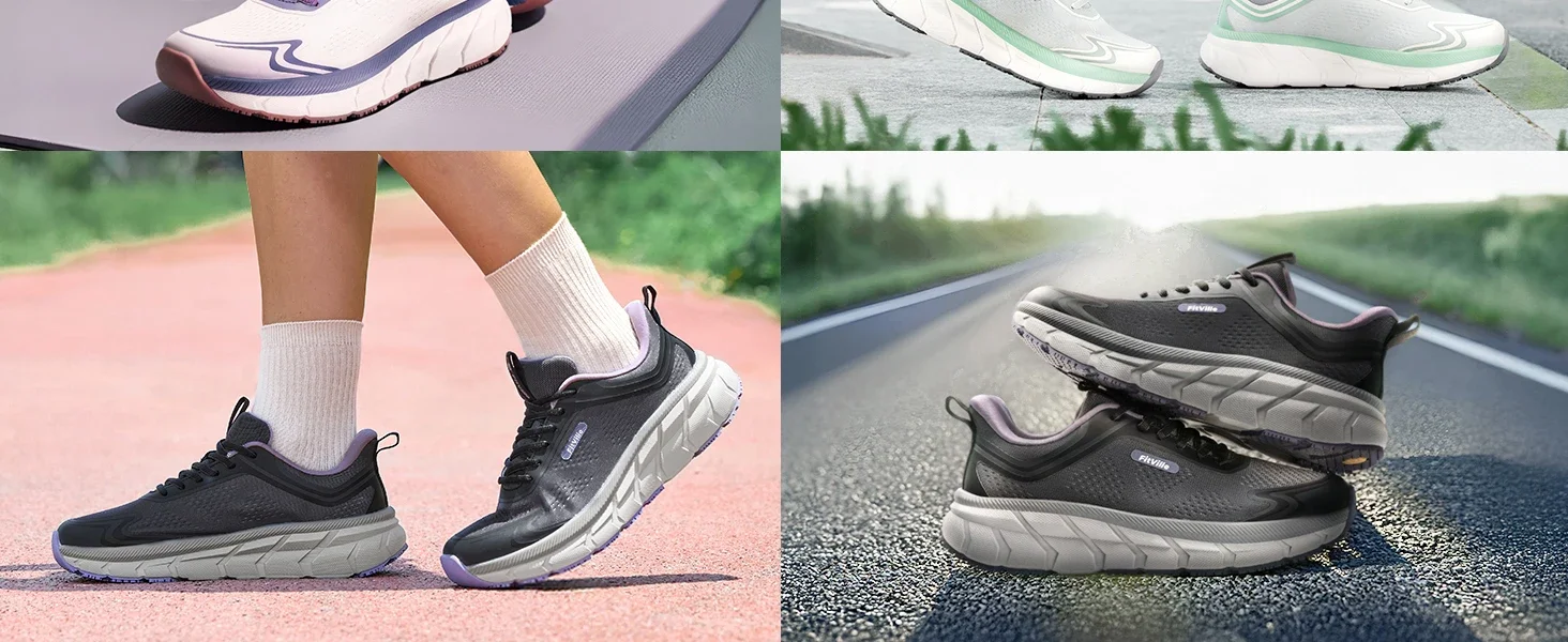 Fitville Women'S Walking Shoes Wide Toe Box Sneakers Non-Slip Athletic Tennis Running Shoes For Swollen Feet Pain Relief