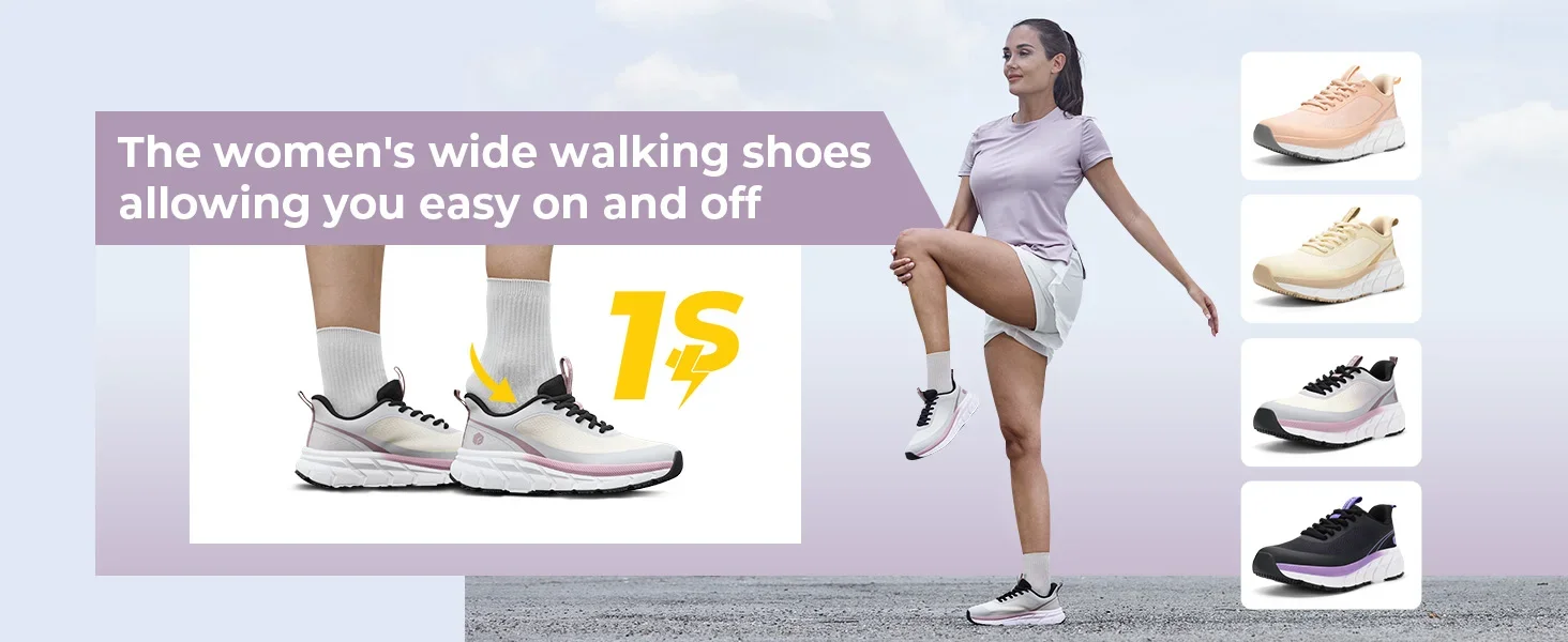 Fitville Women'S Walking Shoes Wide Toe Box Sneakers Non-Slip Athletic Tennis Running Shoes For Swollen Feet Pain Relief