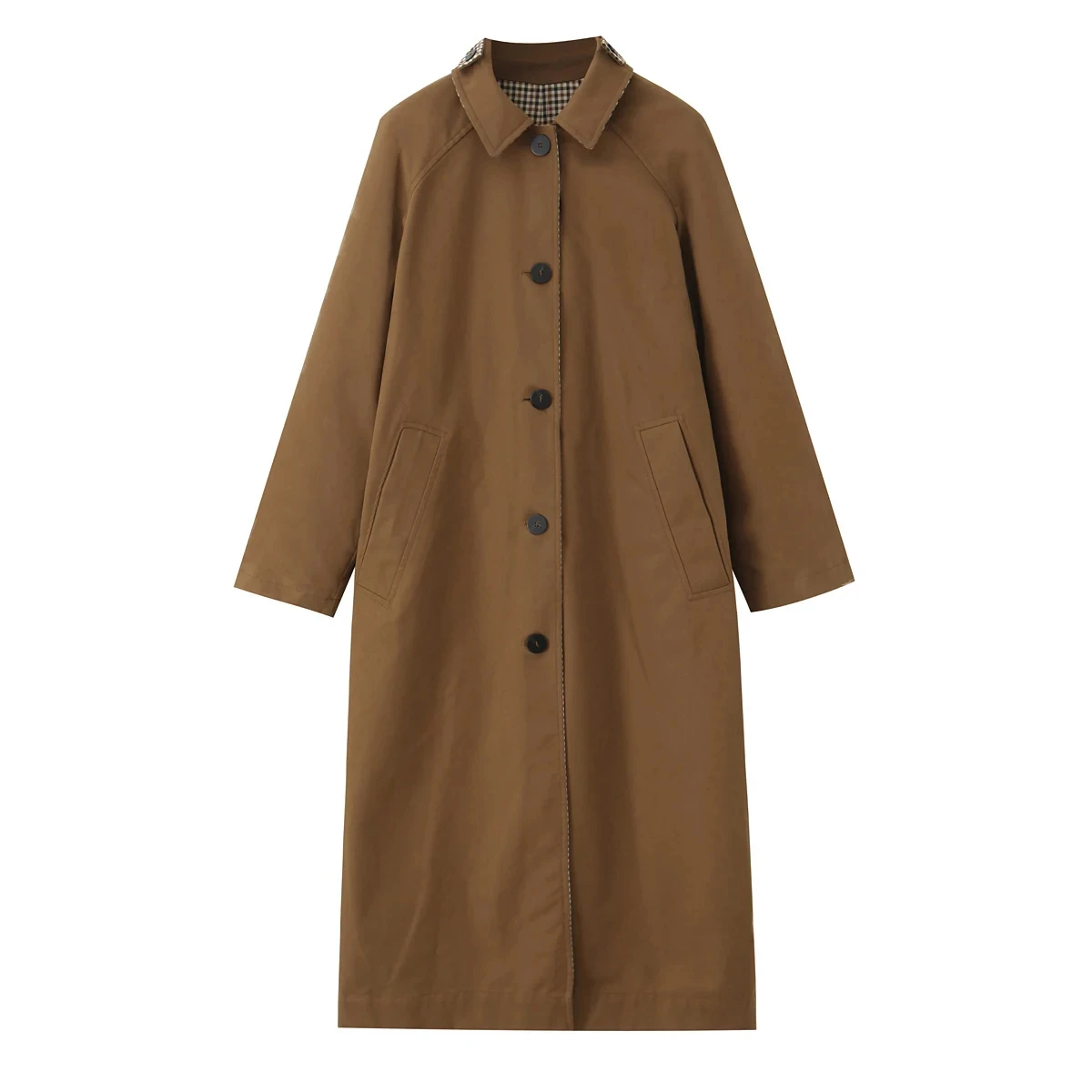 KONDALA Urban Vintage Trench Coat Women's Fall Winter Brown Reversible Wear Long Coat 2025 Fashion Elegant Commute Ladies Coat