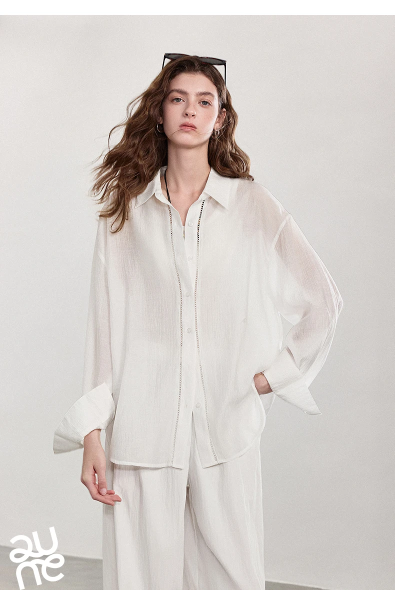 TOYOUTH Women Shirt 2026 Spring New Lyocell Acetate Vacation Commuter Shirt