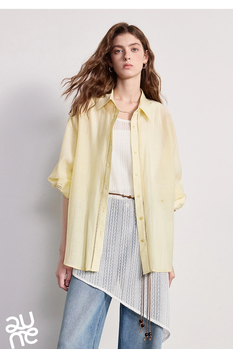 TOYOUTH Women Shirt 2026 Spring New Lyocell Acetate Vacation Commuter Shirt