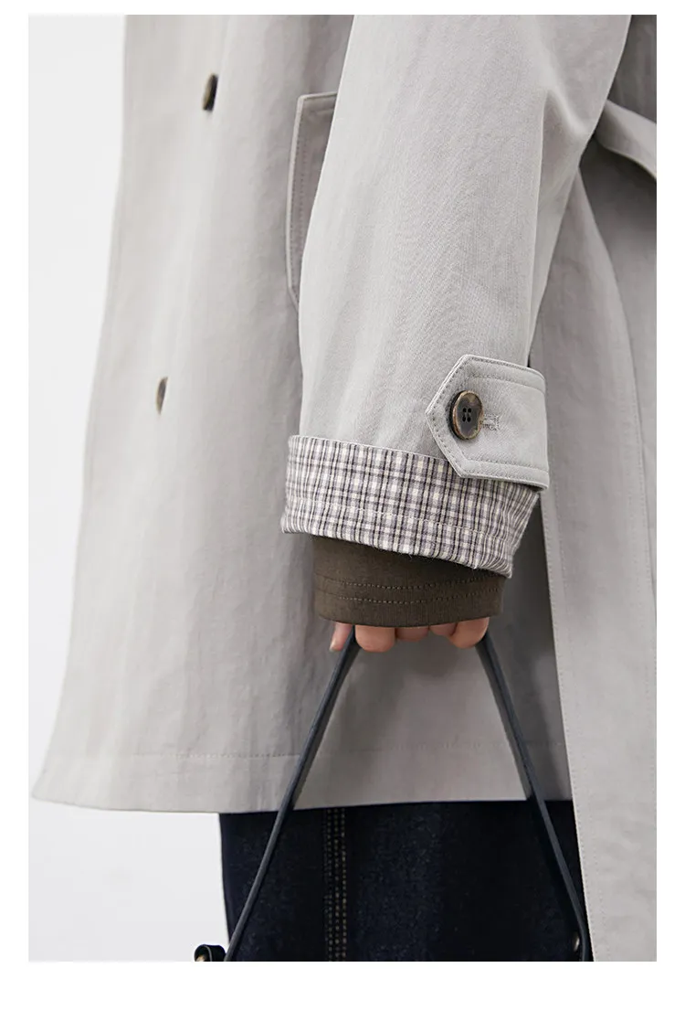 CHIC VEN Fashion Women Mid-length Trench Coat Loose Casual Minimalist Patchwork Plaid Female Windbreaker Belt Spring Summer 2026