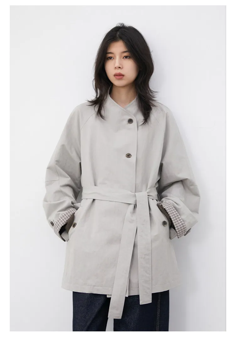CHIC VEN Fashion Women Mid-length Trench Coat Loose Casual Minimalist Patchwork Plaid Female Windbreaker Belt Spring Summer 2026