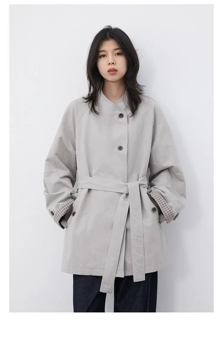 CHIC VEN Fashion Women Mid-length Trench Coat Loose Casual Minimalist Patchwork Plaid Female Windbreaker Belt Spring Summer 2026