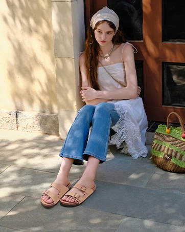 Litfun Summer Classic Women's Cork Sandals Cow Suede Slides With Arch Support Anti-slip Unisex Slippers With Adjustable Buckle