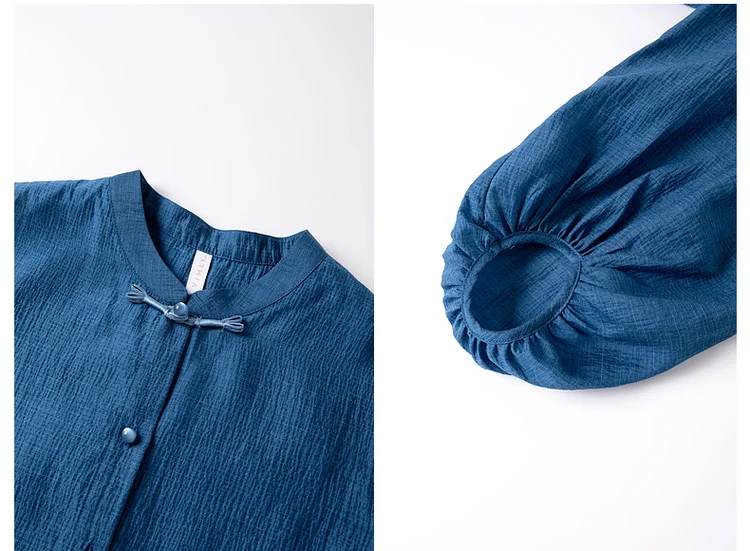 VIMLY Elegant Women Shirt 2026 Spring Autumn Chinese Style Lantern Sleeve Blouse for Woman Female Chiffion Tops A3002