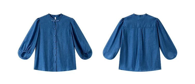 VIMLY Elegant Women Shirt 2026 Spring Autumn Chinese Style Lantern Sleeve Blouse for Woman Female Chiffion Tops A3002