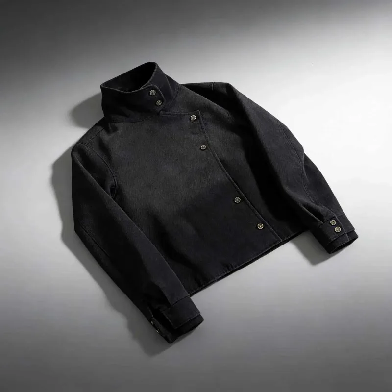 Y2k Harajuku Uniform Jacket Black Distressed Wash Buttons Fencing Denim Jacket Gothic Casual Streetwear Unisex Oversize Clothing