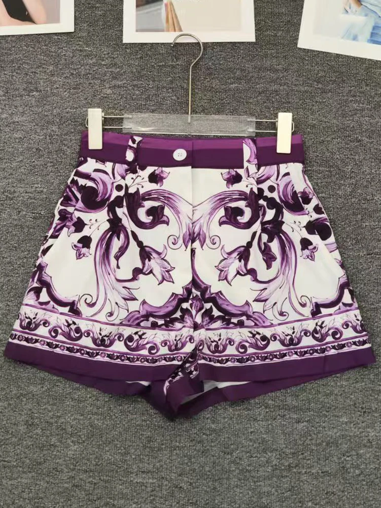 Designer retro geometric print sexy tube top suspender two-piece 2026 summer women's dress+straight short fashion suit