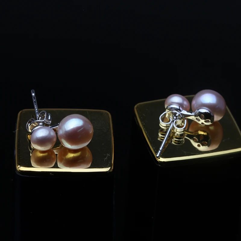 Cute Small Freswater Natural Double Pearl Earring,Real 925 Sterling Silver Earrings With Pearls Wife Mother Birthday White Black