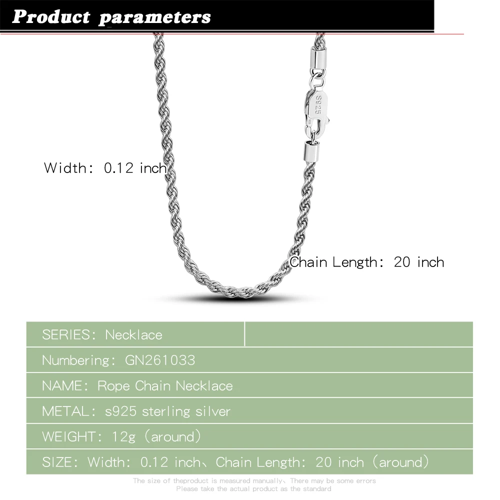 Men 100%925 Sterling Silver 3mm Twist Rope Chain Necklace Women Diamond Cut Clasp Box Chain 16-30 inch Chocker Jewelry Boy Gifts