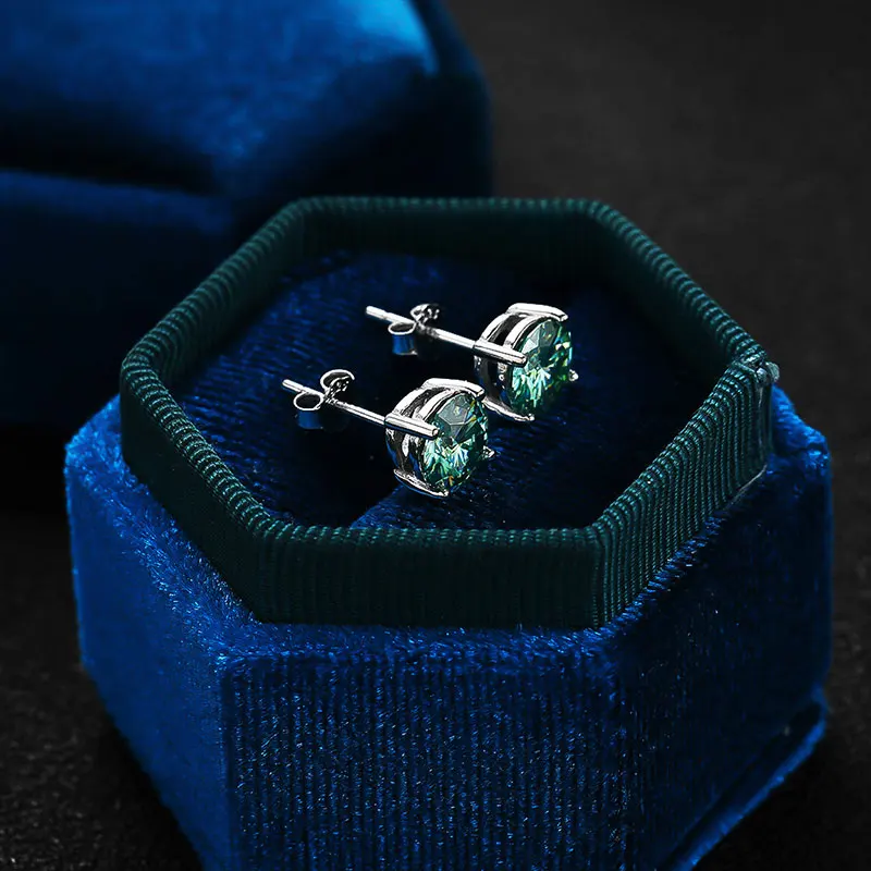 KNOBSPIN D Color Moissanite Earring S925 Sterling Sliver Plated with 18k White Gold Earring for Women Man Sparkling Fine Jewelry