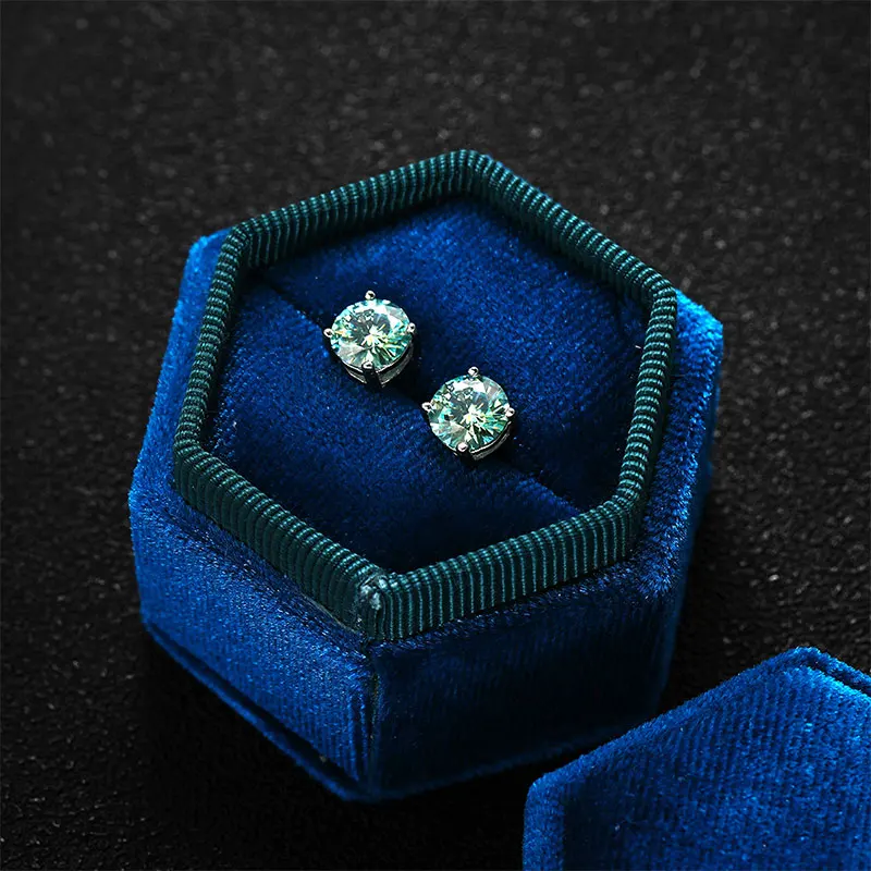 KNOBSPIN D Color Moissanite Earring S925 Sterling Sliver Plated with 18k White Gold Earring for Women Man Sparkling Fine Jewelry