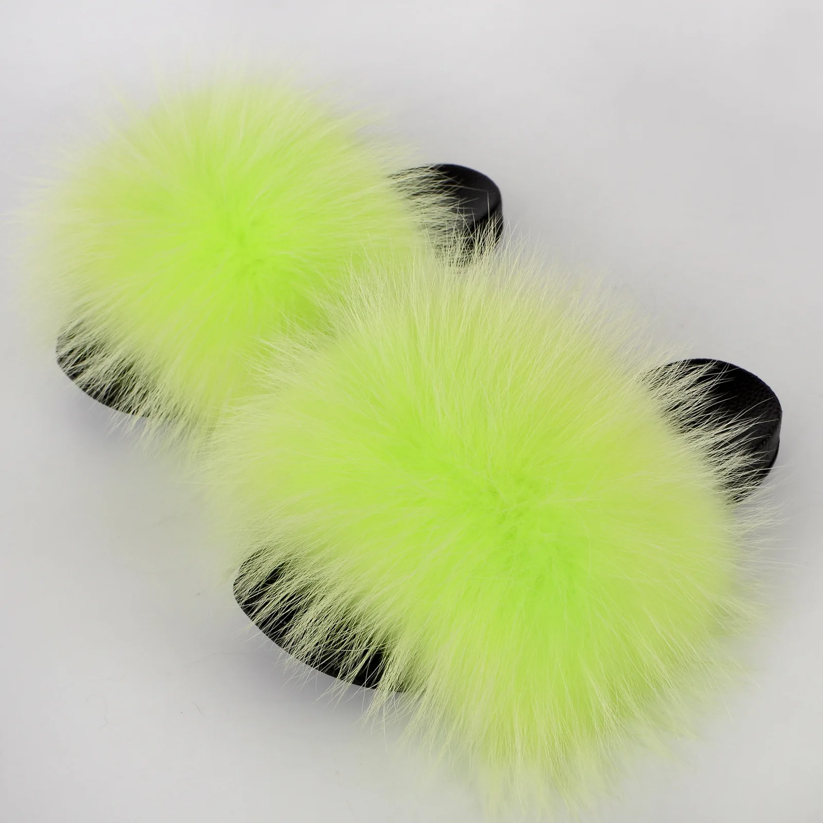 Real Raccoon Fur Slippers Women's Summer Fur Slippers Big Size Furry Natural Fur Shoes Beach Plush Sliders Fashion Female Shoes