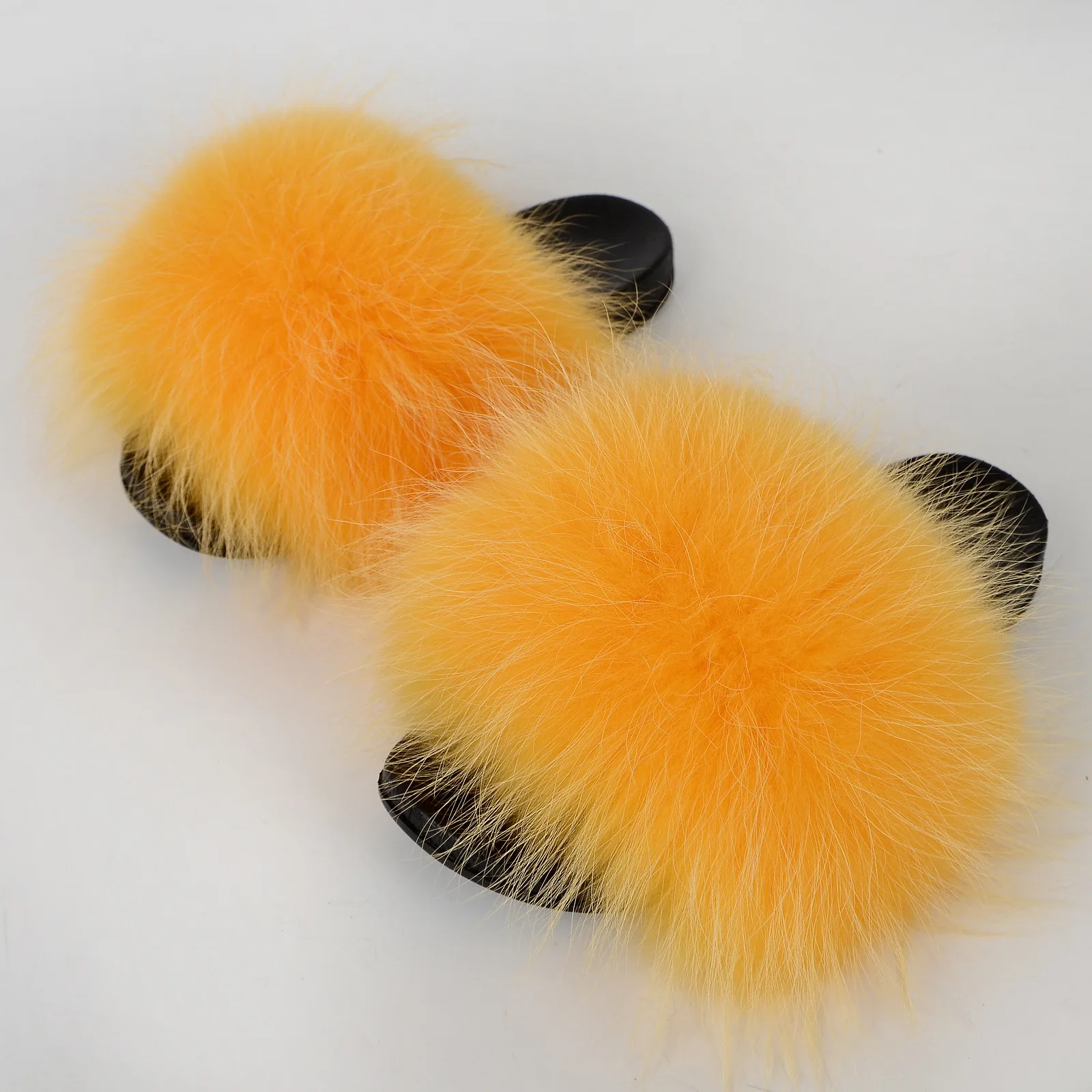 Real Raccoon Fur Slippers Women's Summer Fur Slippers Big Size Furry Natural Fur Shoes Beach Plush Sliders Fashion Female Shoes