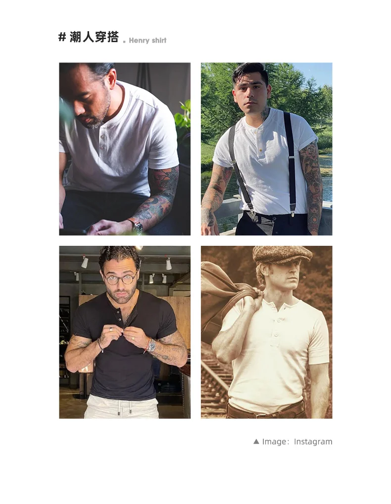 Maden Men's Vintage Heavyweight Henley Shirts Short Sleeve Casual Solid T-Shirt Basic Plain 100% Cotton Tee Shirts Summer Tops