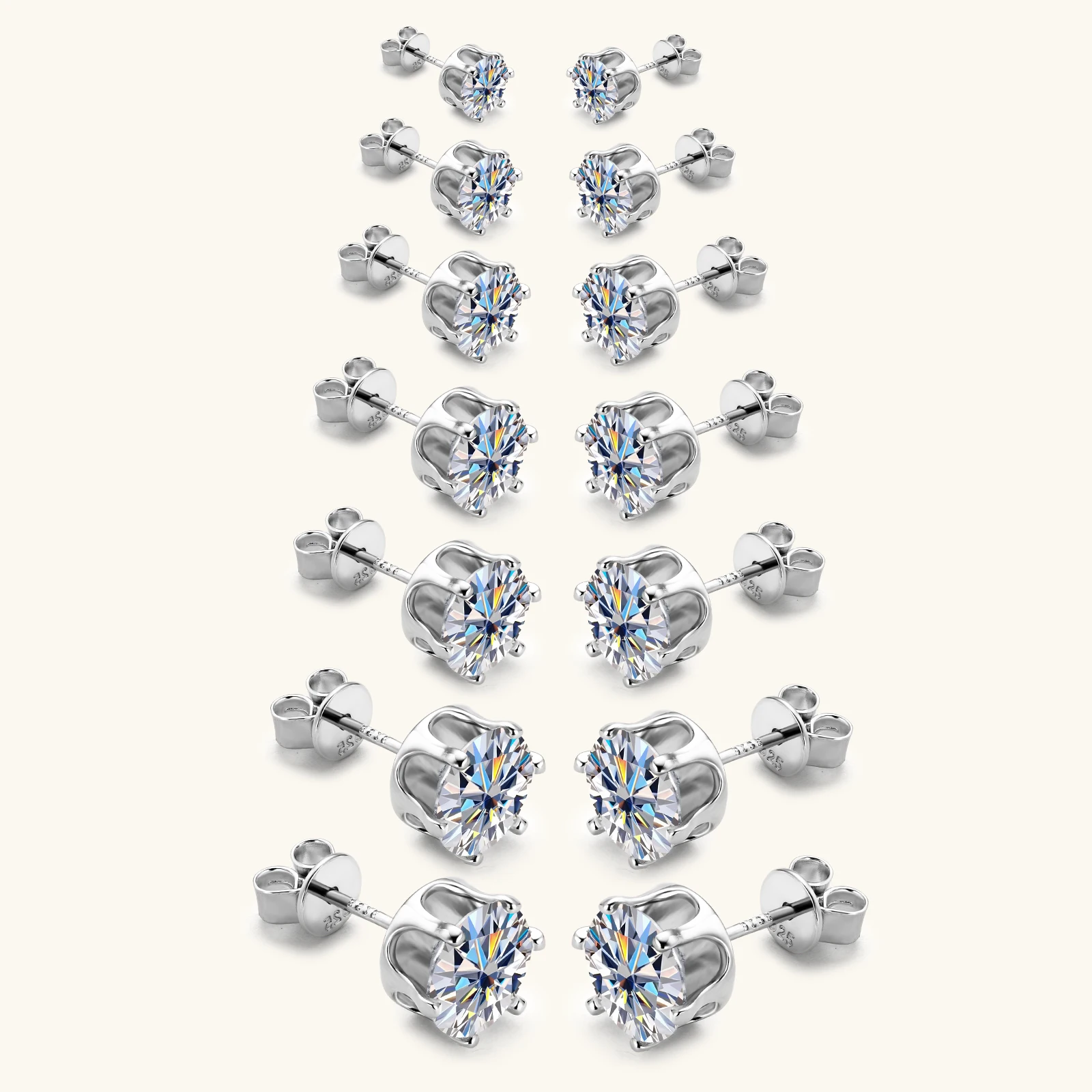 0.1-3ct Moissanite Diamond Stud Earrings for Women Men 925 Silver Original Certified Plated 18k Gold Earring Wedding Jewelry