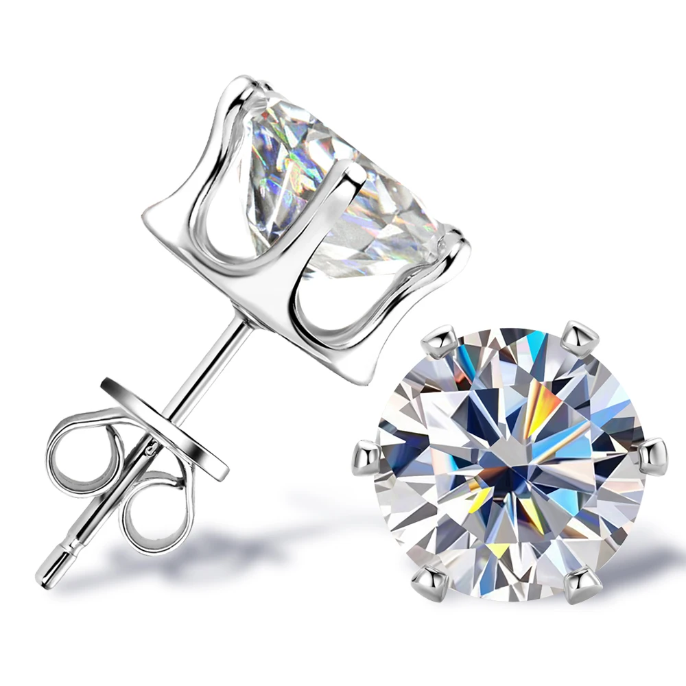 0.1-3ct Moissanite Diamond Stud Earrings for Women Men 925 Silver Original Certified Plated 18k Gold Earring Wedding Jewelry