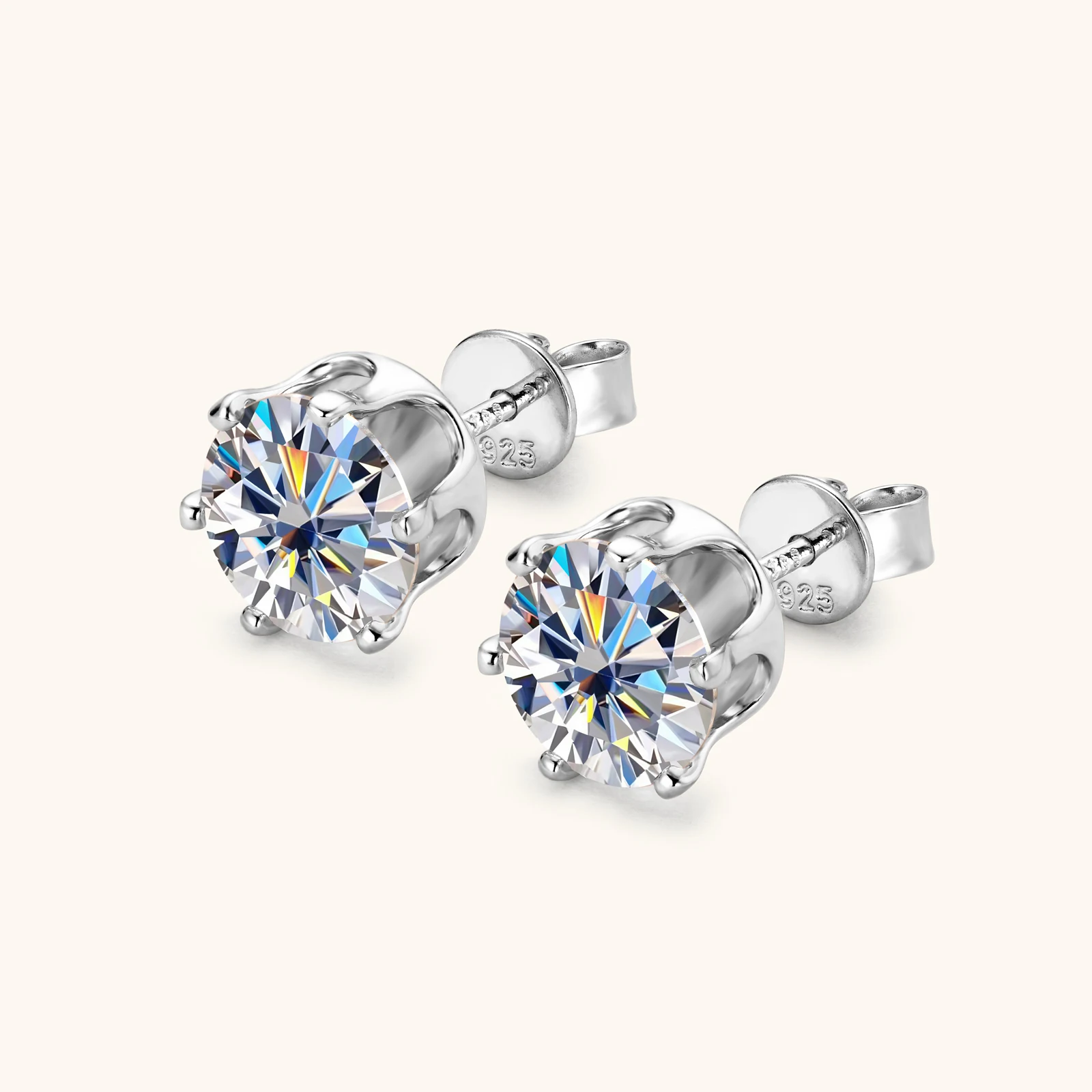 0.1-3ct Moissanite Diamond Stud Earrings for Women Men 925 Silver Original Certified Plated 18k Gold Earring Wedding Jewelry