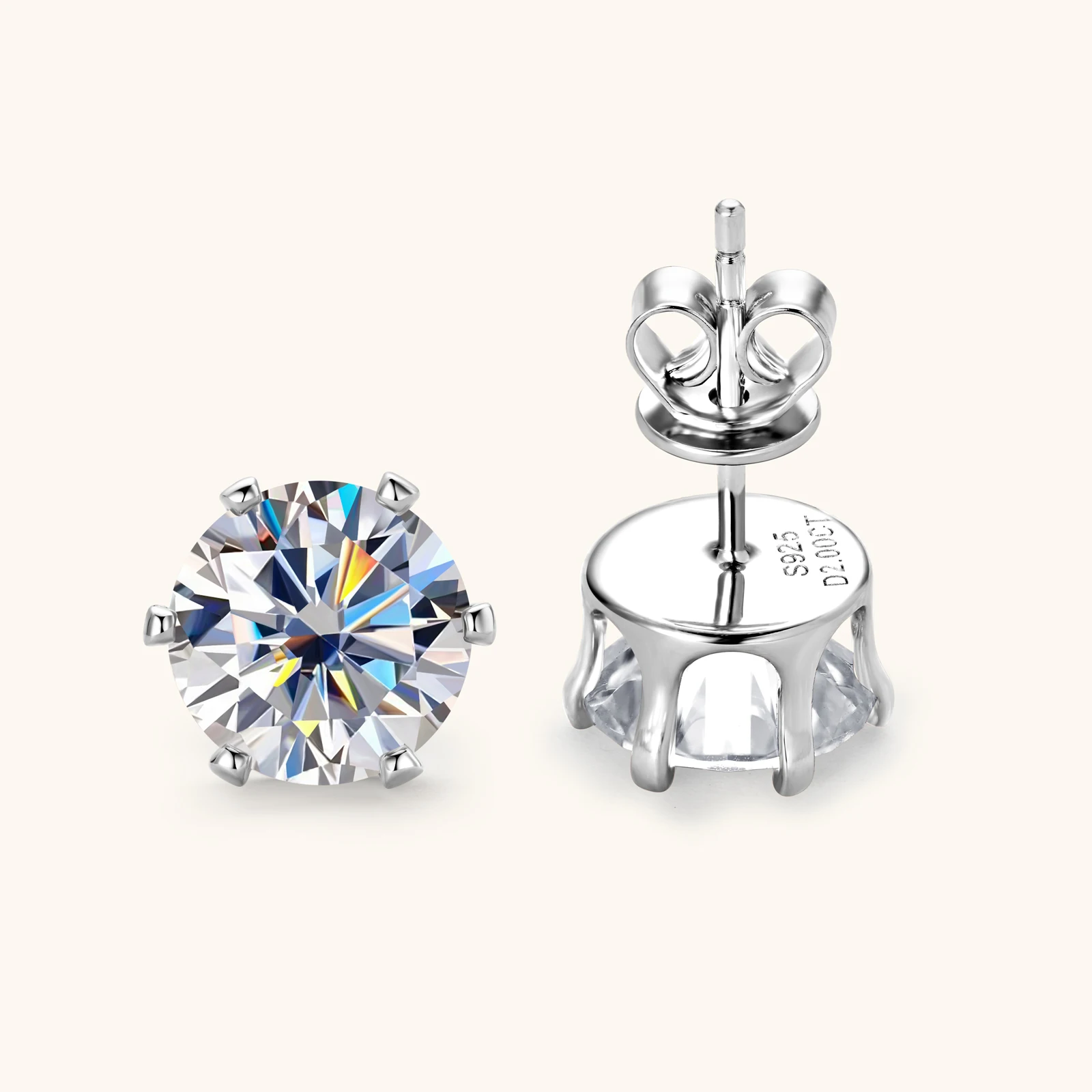 0.1-3ct Moissanite Diamond Stud Earrings for Women Men 925 Silver Original Certified Plated 18k Gold Earring Wedding Jewelry