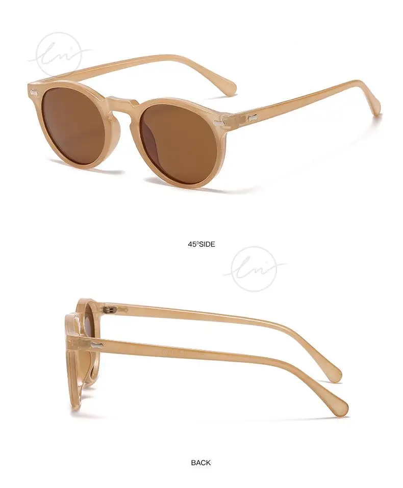 LM Classic Round Polarized Sunglasses Women Men Tea Lens Outdoor Driving Shades Vintage Sun Glasses Unisex UV400 Gafas De Sol