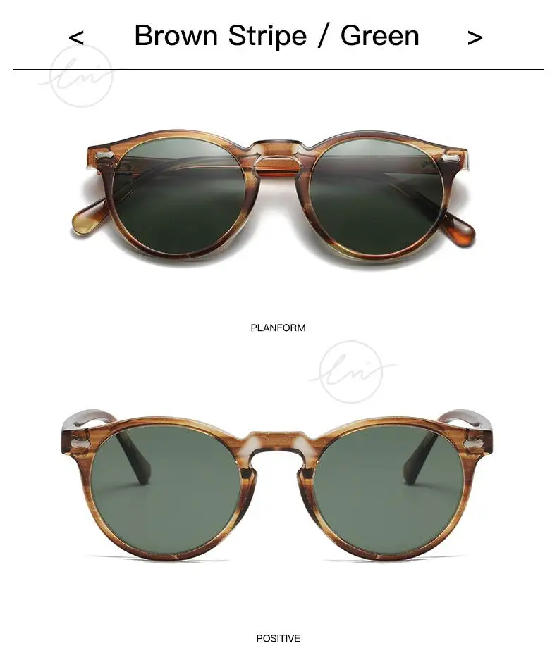 LM Classic Round Polarized Sunglasses Women Men Tea Lens Outdoor Driving Shades Vintage Sun Glasses Unisex UV400 Gafas De Sol