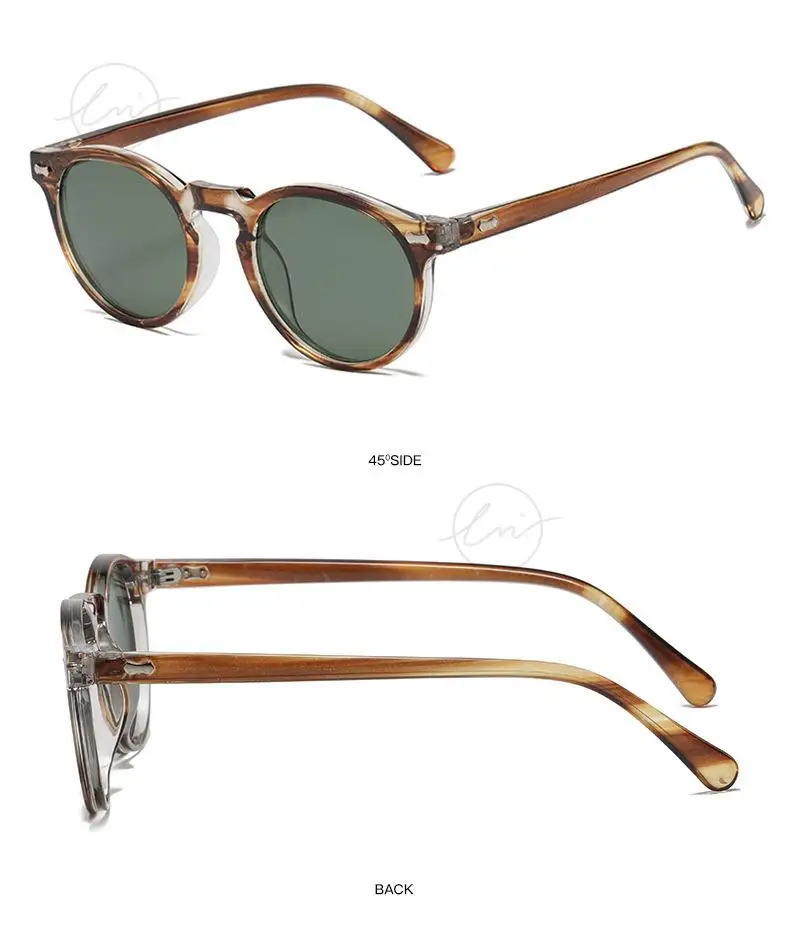 LM Classic Round Polarized Sunglasses Women Men Tea Lens Outdoor Driving Shades Vintage Sun Glasses Unisex UV400 Gafas De Sol