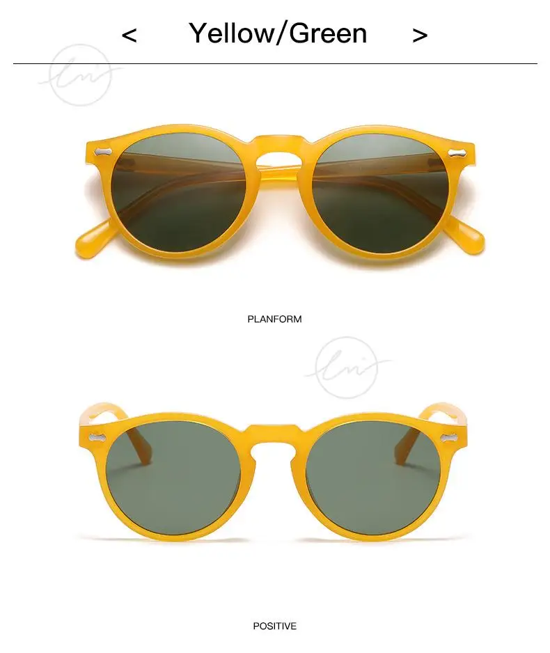 LM Classic Round Polarized Sunglasses Women Men Tea Lens Outdoor Driving Shades Vintage Sun Glasses Unisex UV400 Gafas De Sol