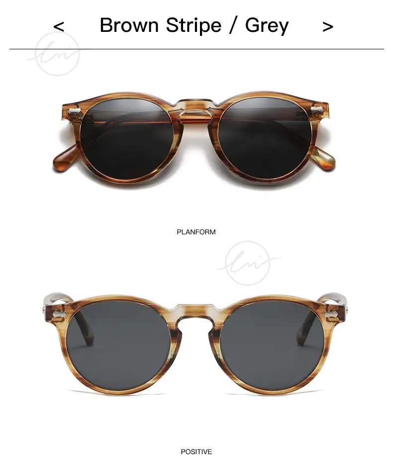 LM Classic Round Polarized Sunglasses Women Men Tea Lens Outdoor Driving Shades Vintage Sun Glasses Unisex UV400 Gafas De Sol