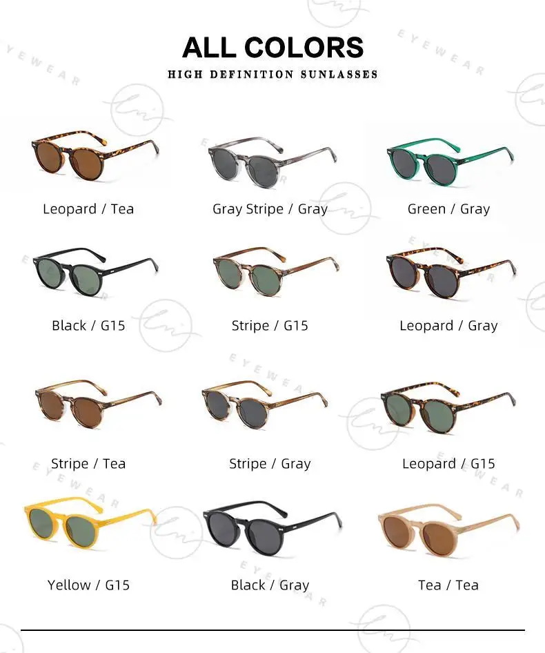 LM Classic Round Polarized Sunglasses Women Men Tea Lens Outdoor Driving Shades Vintage Sun Glasses Unisex UV400 Gafas De Sol