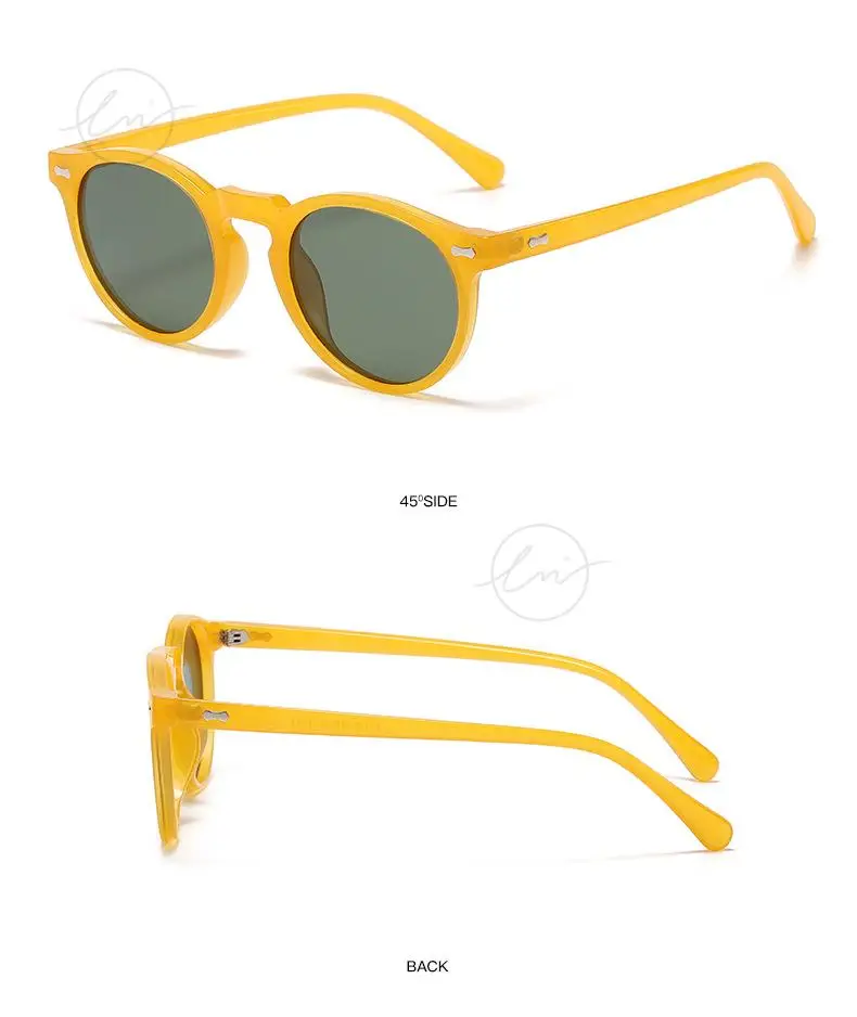 LM Classic Round Polarized Sunglasses Women Men Tea Lens Outdoor Driving Shades Vintage Sun Glasses Unisex UV400 Gafas De Sol