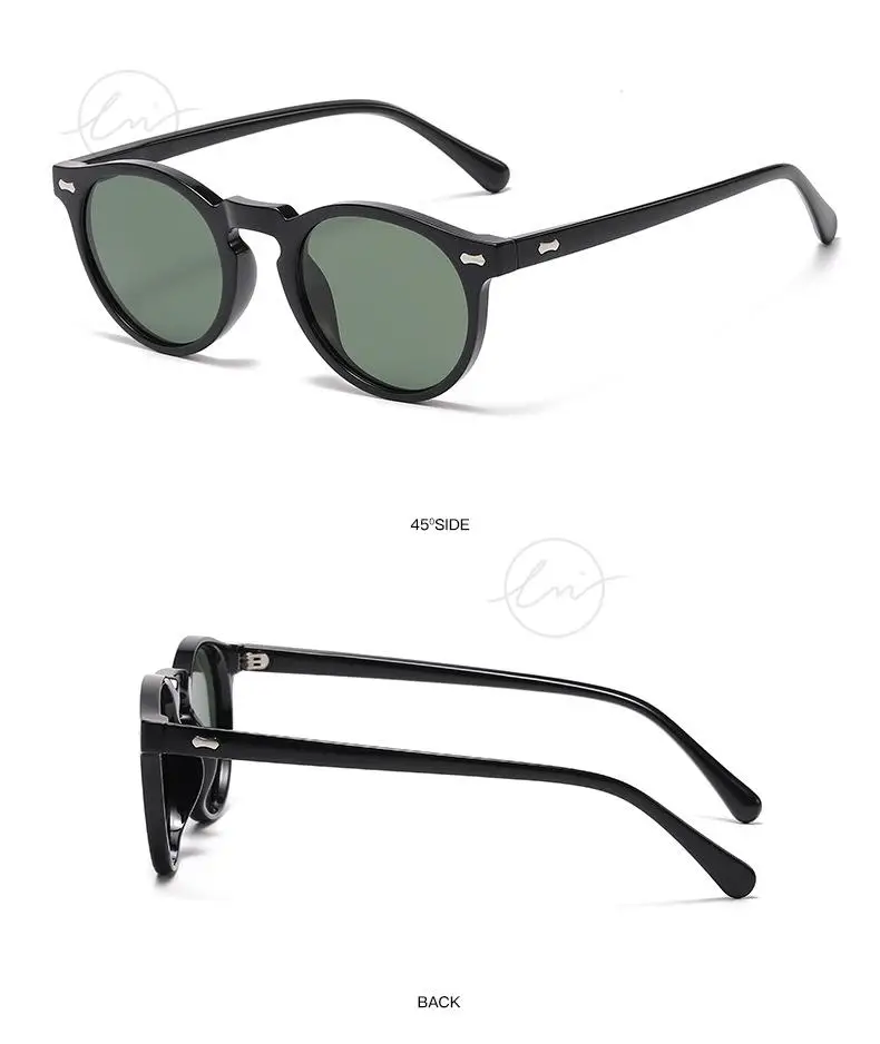 LM Classic Round Polarized Sunglasses Women Men Tea Lens Outdoor Driving Shades Vintage Sun Glasses Unisex UV400 Gafas De Sol