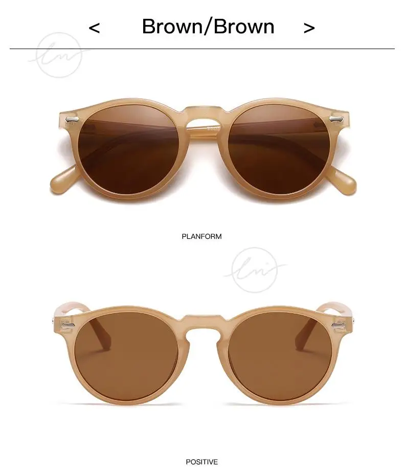 LM Classic Round Polarized Sunglasses Women Men Tea Lens Outdoor Driving Shades Vintage Sun Glasses Unisex UV400 Gafas De Sol
