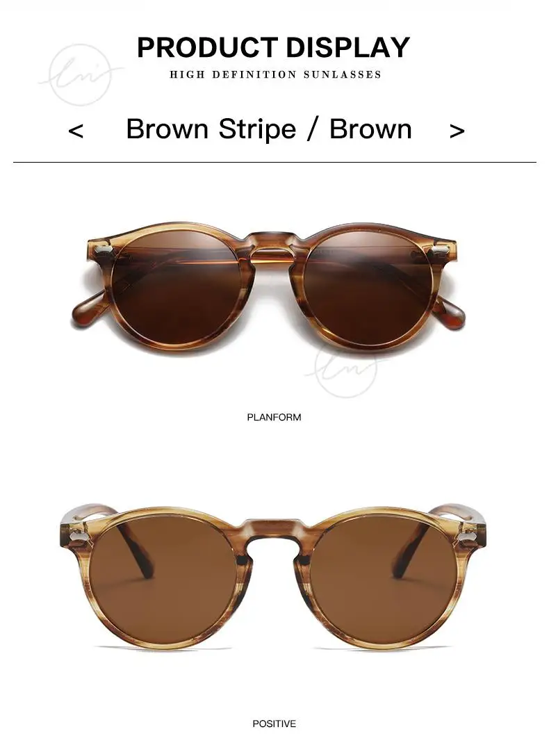 LM Classic Round Polarized Sunglasses Women Men Tea Lens Outdoor Driving Shades Vintage Sun Glasses Unisex UV400 Gafas De Sol