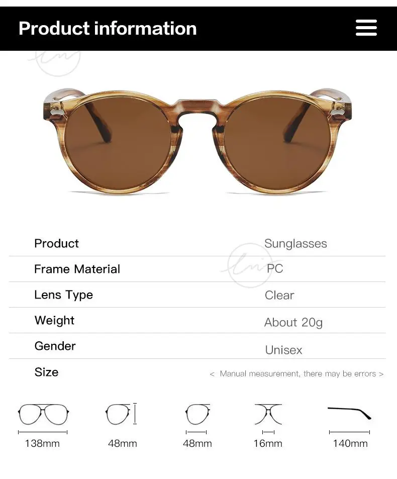 LM Classic Round Polarized Sunglasses Women Men Tea Lens Outdoor Driving Shades Vintage Sun Glasses Unisex UV400 Gafas De Sol