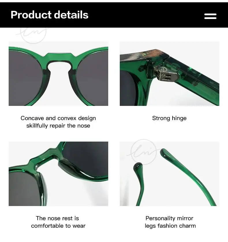 LM Classic Round Polarized Sunglasses Women Men Tea Lens Outdoor Driving Shades Vintage Sun Glasses Unisex UV400 Gafas De Sol