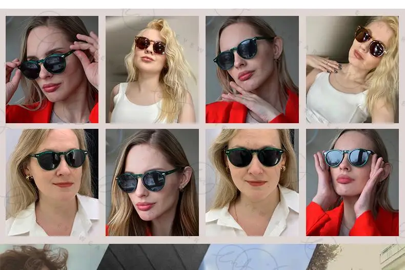 LM Classic Round Polarized Sunglasses Women Men Tea Lens Outdoor Driving Shades Vintage Sun Glasses Unisex UV400 Gafas De Sol