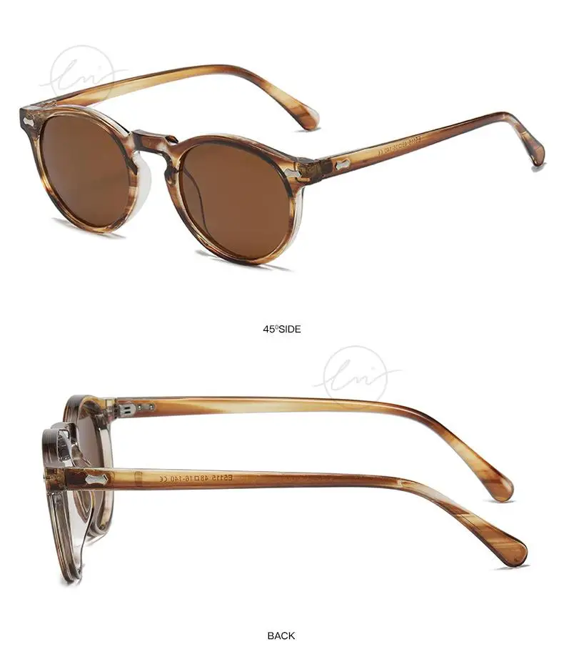 LM Classic Round Polarized Sunglasses Women Men Tea Lens Outdoor Driving Shades Vintage Sun Glasses Unisex UV400 Gafas De Sol