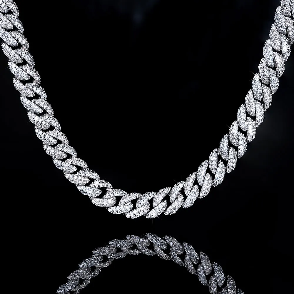 10mm CZ Stone Cuban Link Chain Silver Gold Plated Iced Out Miami Cuban Chain Necklace for Men Women